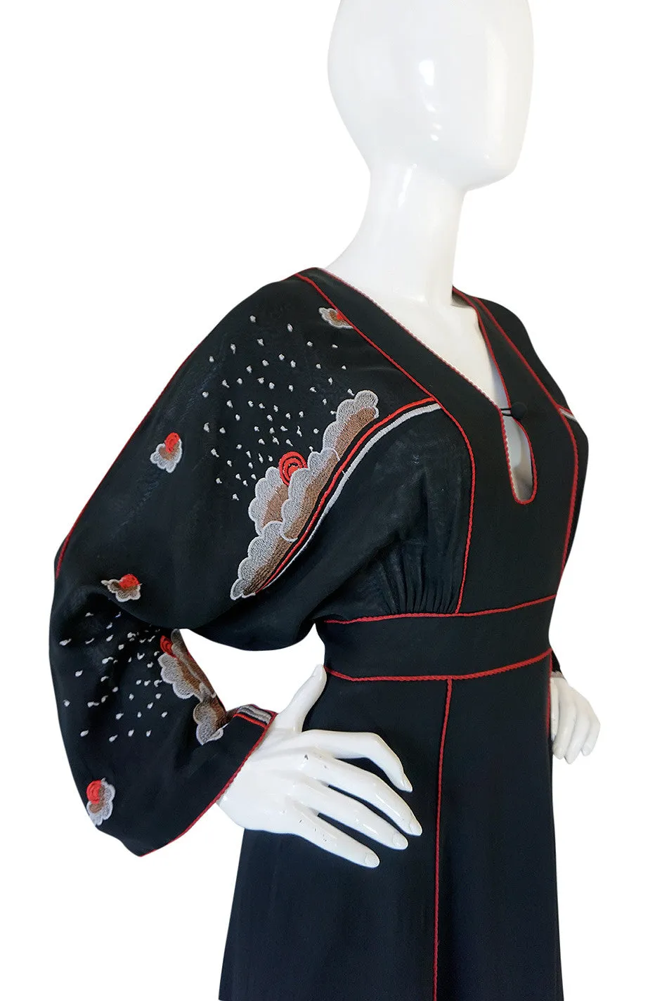 1970-74 Janice Wainwright Extensively Embroidered Caftan Dress