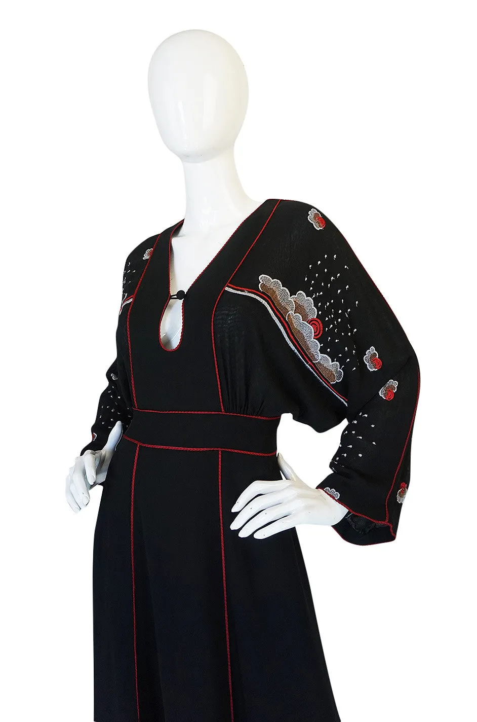 1970-74 Janice Wainwright Extensively Embroidered Caftan Dress