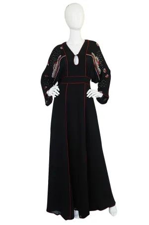 1970-74 Janice Wainwright Extensively Embroidered Caftan Dress