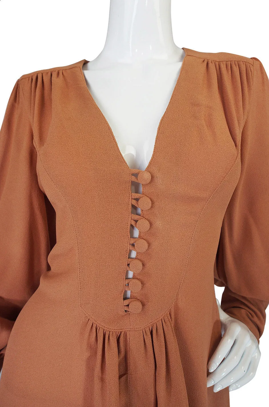 1970s Peach Moss Crepe Ossie Clark Attr