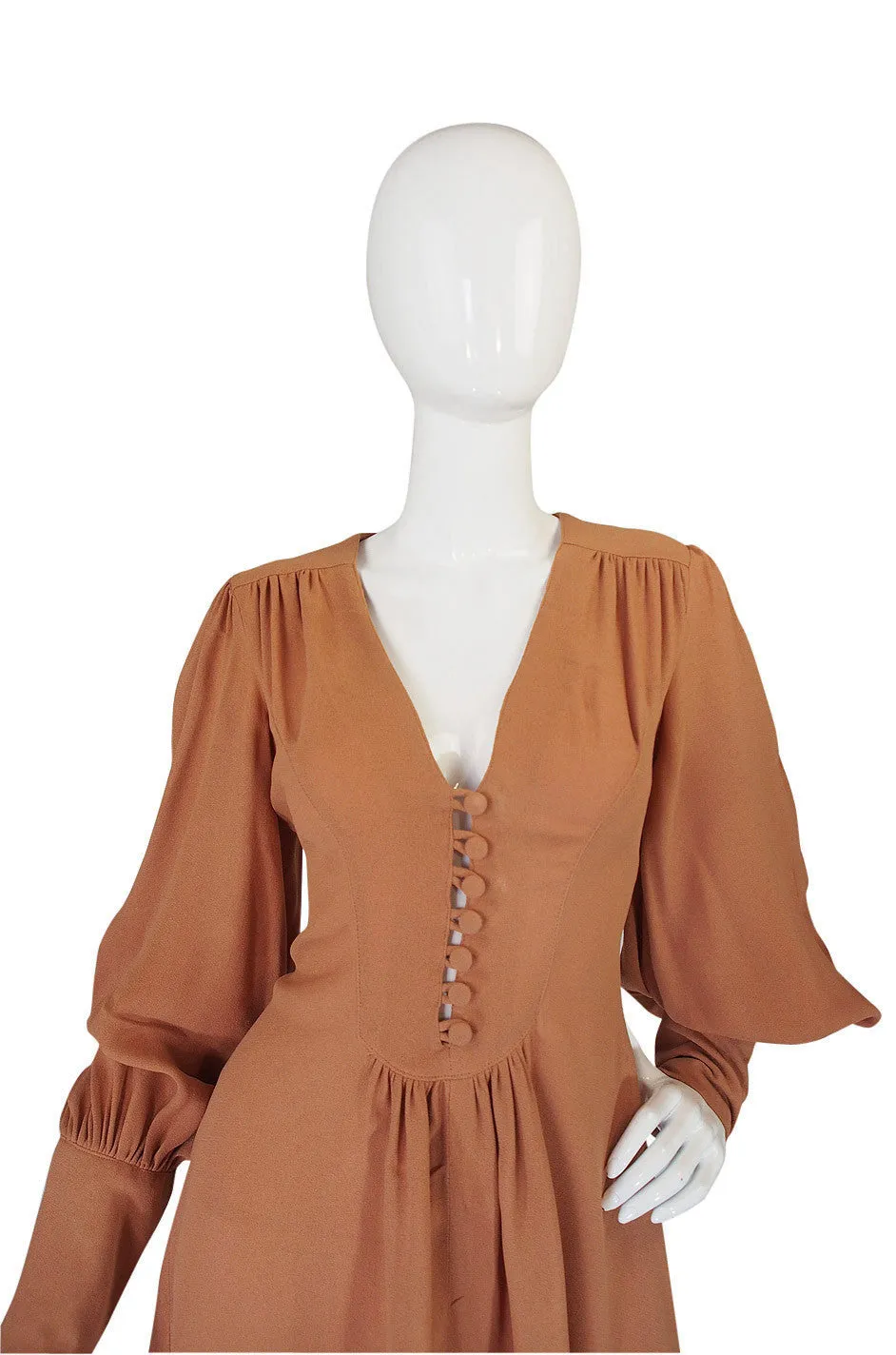 1970s Peach Moss Crepe Ossie Clark Attr