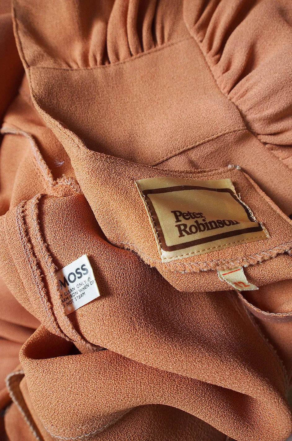 1970s Peach Moss Crepe Ossie Clark Attr