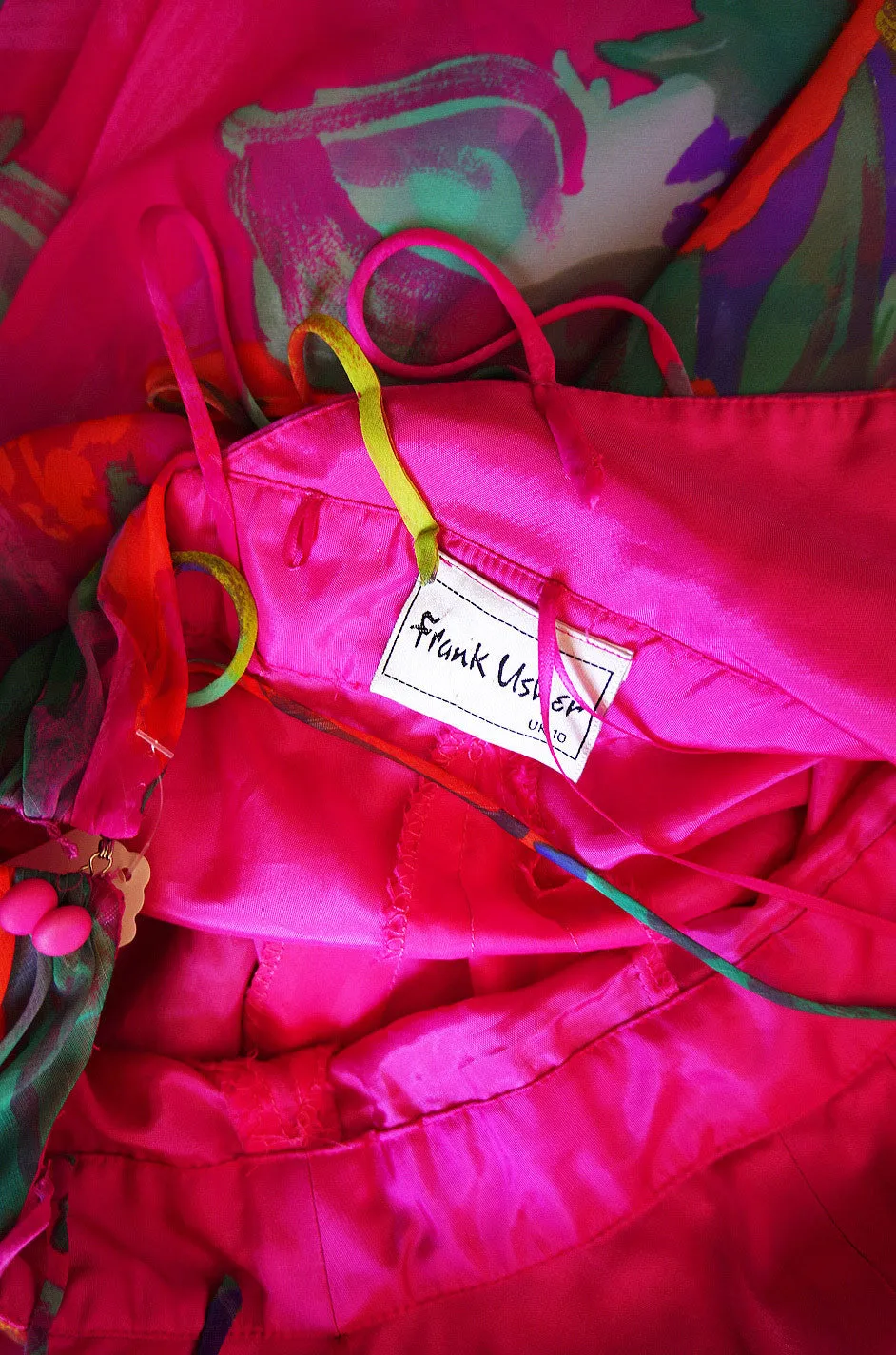 1970s Pink Chiffon Frank Usher Dress
