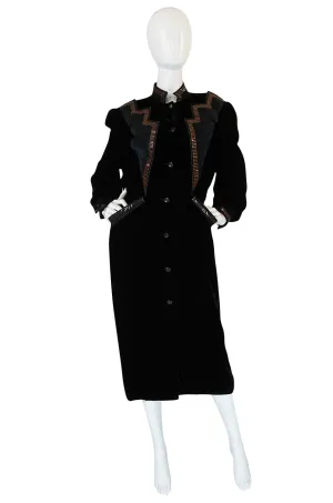 1970s Ted Lapidus Demi-Couture Velvet & Snakeskin Detail Coat
