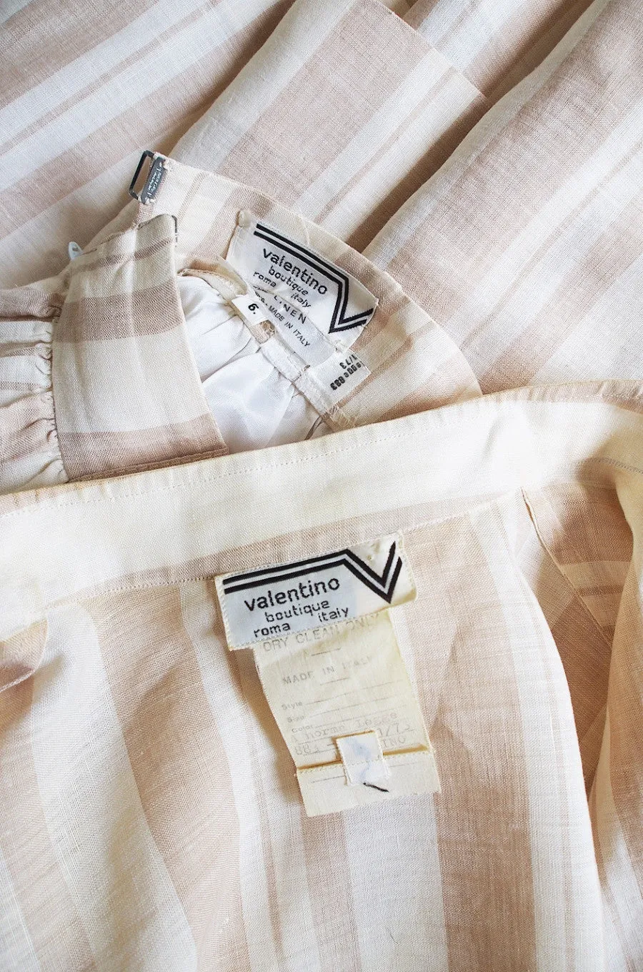 1973 Valentino Linen Skirt & Top Set