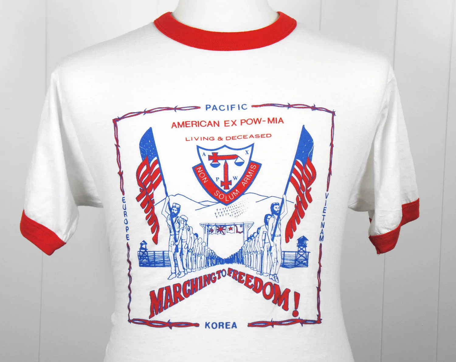 1980's American Ex POW - MIA Ringer T-Shirt - Size L