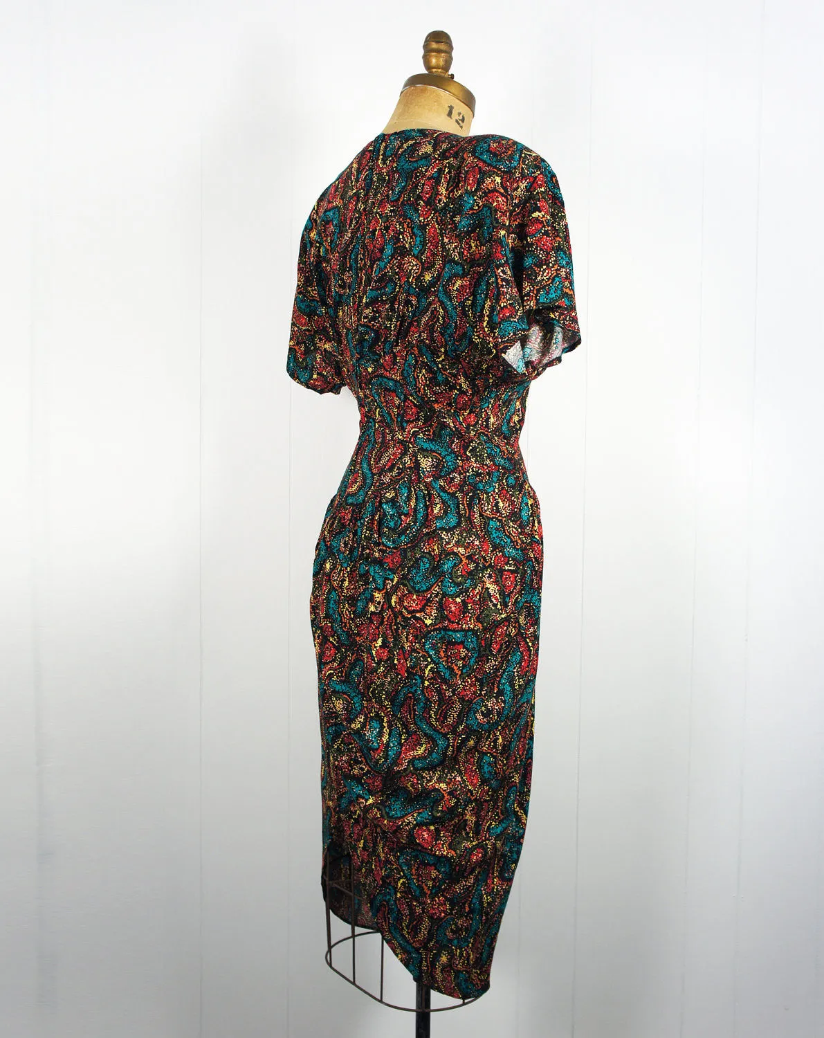 1980's Confetti Wiggle Dress - Size L
