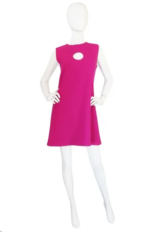 1990s Pink Keyhold Pierre Cardin Shift Dress