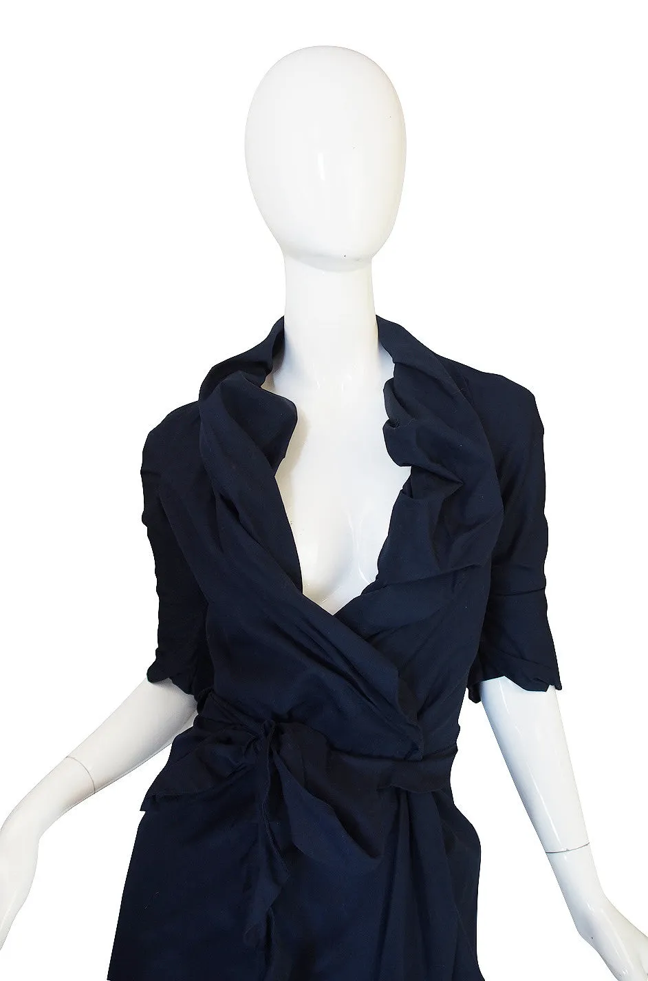 1990s Vivienne Westwood Deep Blue Cotton Wrap Dress