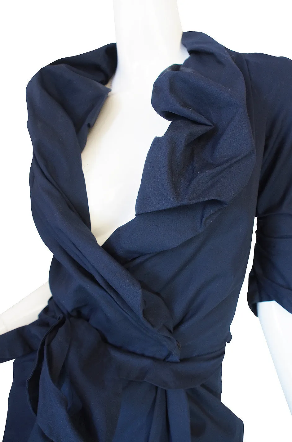 1990s Vivienne Westwood Deep Blue Cotton Wrap Dress