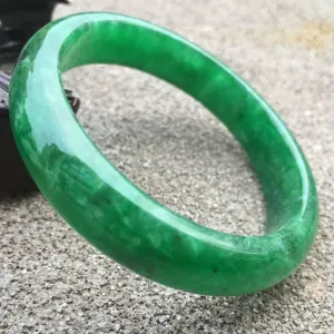 54/55/56 Certified Natural Green Jadeite Emerald A Jade HandCarved Bracelet Bangle GX590