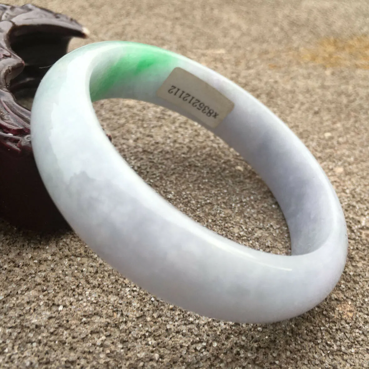 55/56/57mm Certified Natural Lavender Jadeite Emerald A Jade HandCarved Bracelet Bangle GX513