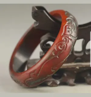 60/61/62mm Certified Natural Red Jadeite Emerald A Jade HandCarved Ancient Dragon Bracelet Bangle A1940