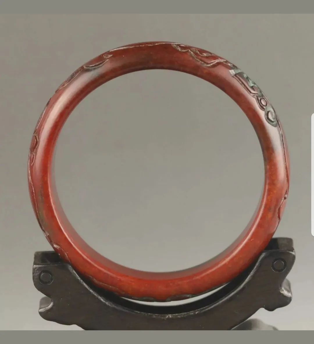 60/61/62mm Certified Natural Red Jadeite Emerald A Jade HandCarved Ancient Dragon Bracelet Bangle A1940