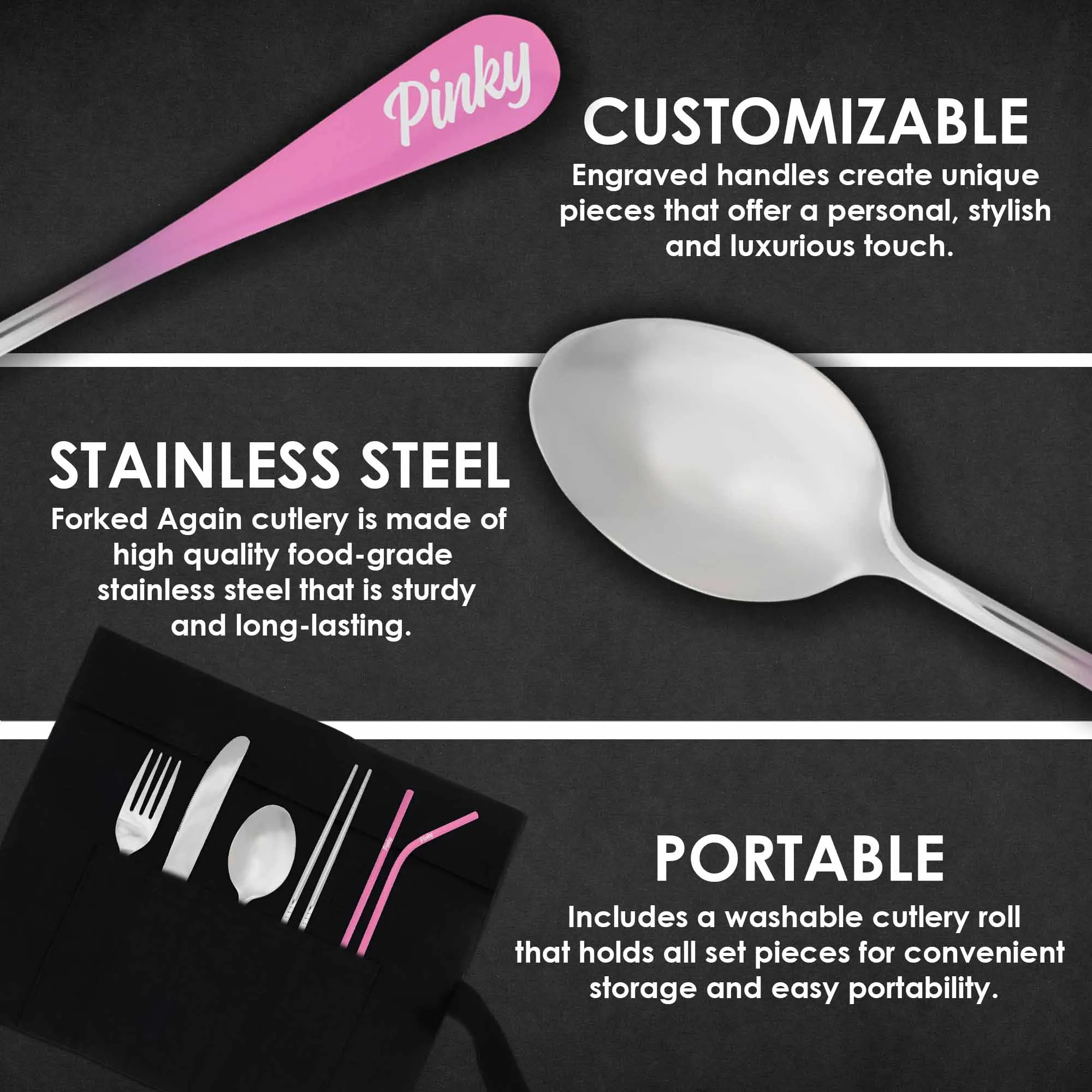 9-Piece Travel Flatware Set (Glossy Pink Ombré)