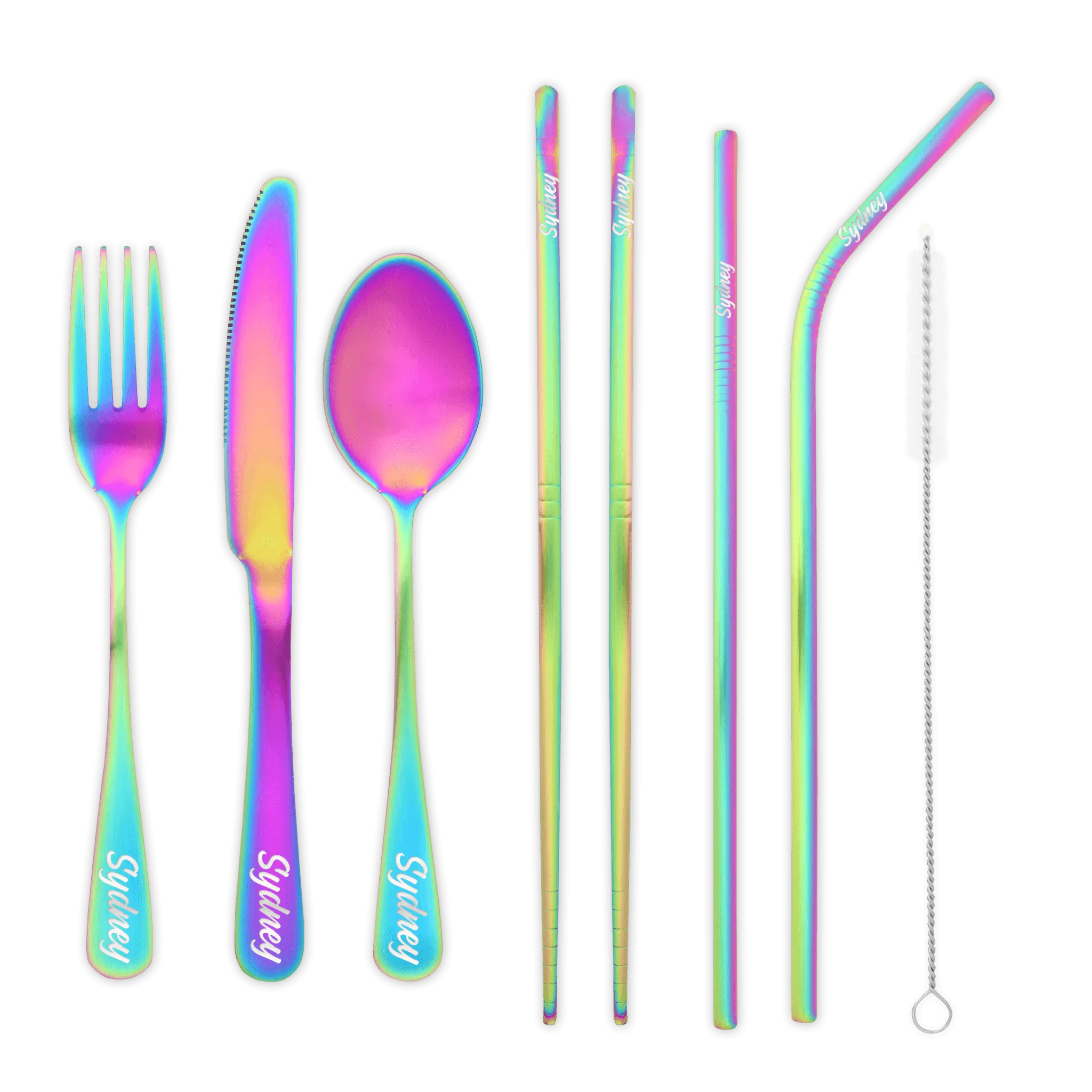 9-Piece Travel Flatware Set (Satin Rainbow)
