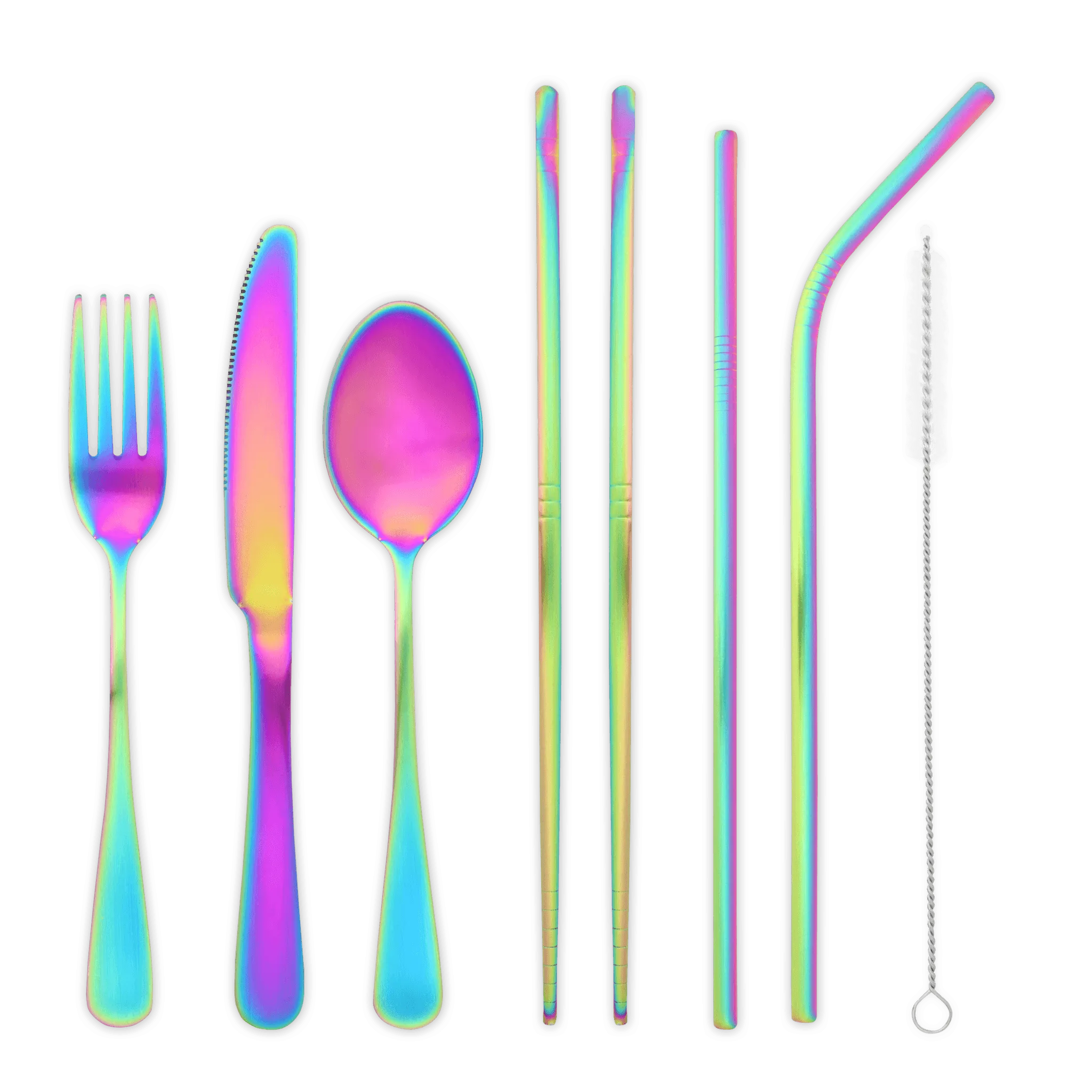 9-Piece Travel Flatware Set (Satin Rainbow)