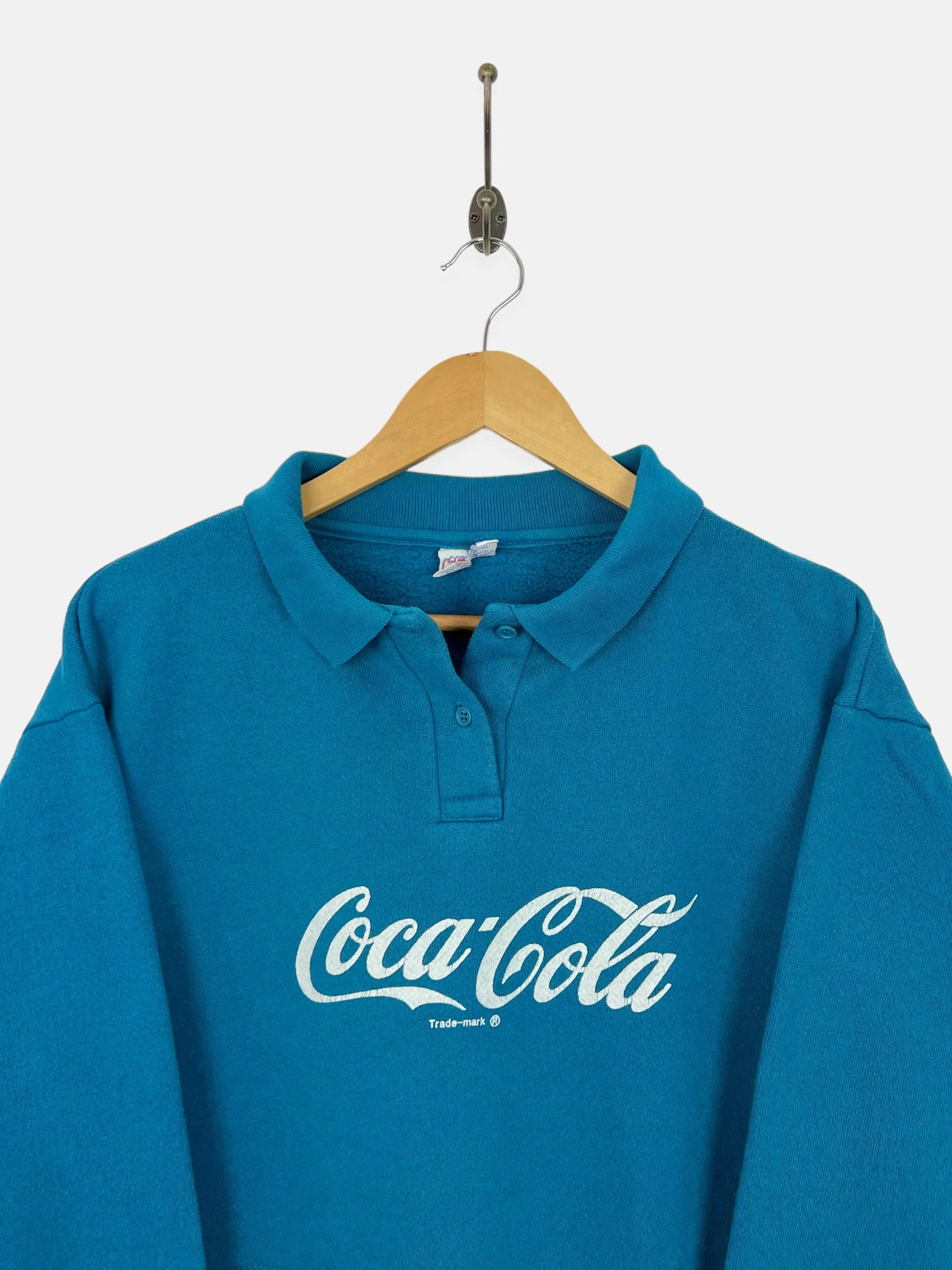 90's Coca Cola USA Made Vintage Collared Sweatshirt Size 12