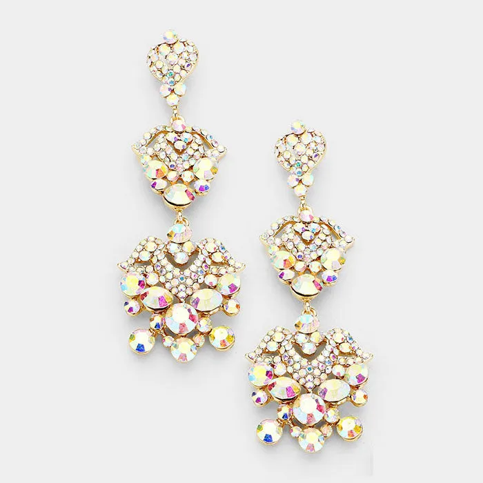 AB Chandelier Earrings on Gold | Lauren | 201459