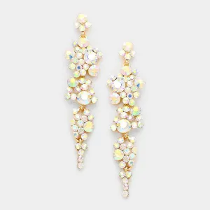 AB Crystal Long Dangle Earrings on Gold | 294869