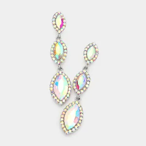 AB Crystal Triple Marquise Drop Dangle Pageant Earrings  | Prom Jewelry | 563201