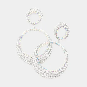 AB Rhinestone Embellished Hoop Earrings | 3" | 517361