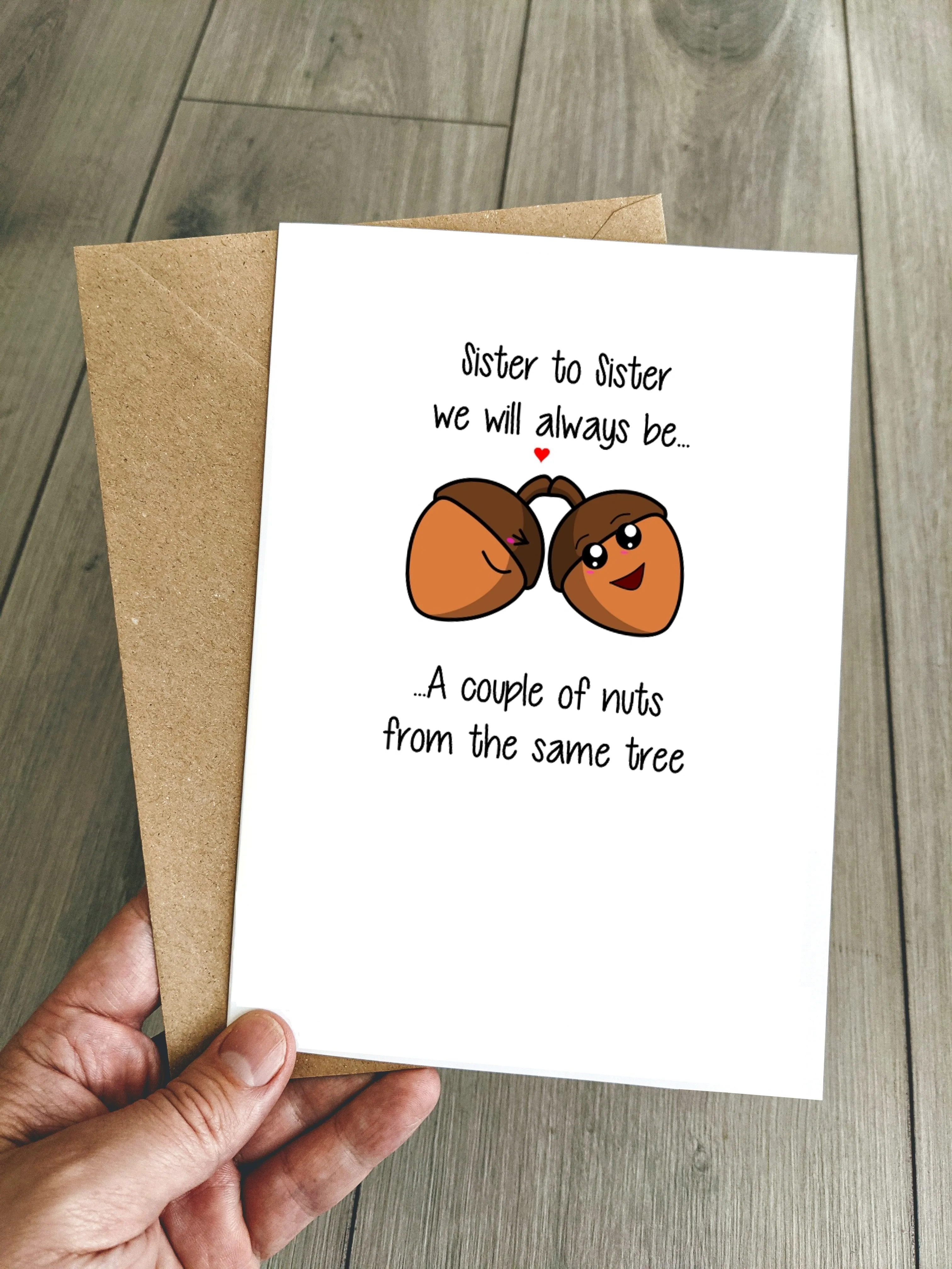 Acorn-y Greetings Card for your sister - any occasion