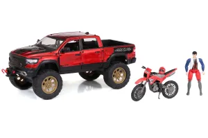 Adventure Force Free Wheeling Metal Vehicle Playset RAM Truck, Bike Ages 3 and U