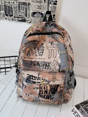 Allover Letter Graphic Zip Backpack  - Design 1