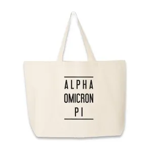Alpha Omicron Pi Sorority Printed on Roomy Canvas Tote Bag