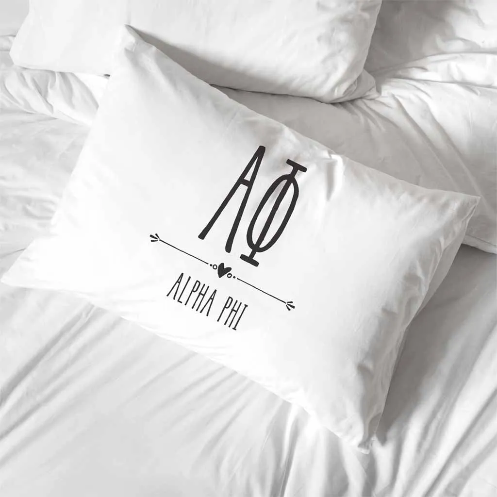 Alpha Phi Boho Greek Letters and Name Pillowcase