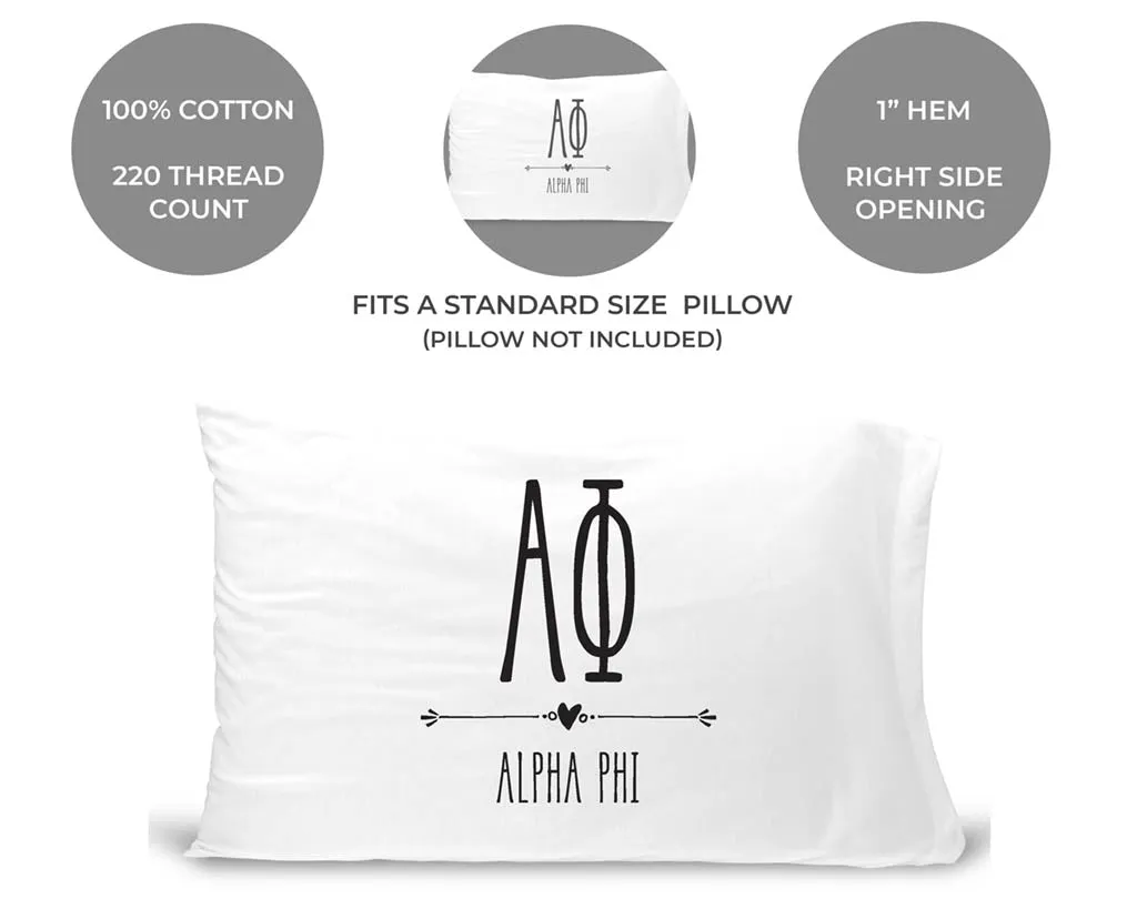 Alpha Phi Boho Greek Letters and Name Pillowcase