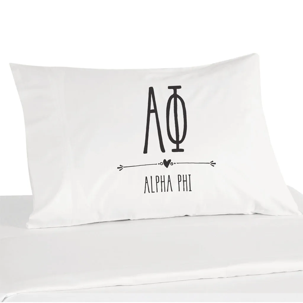 Alpha Phi Boho Greek Letters and Name Pillowcase