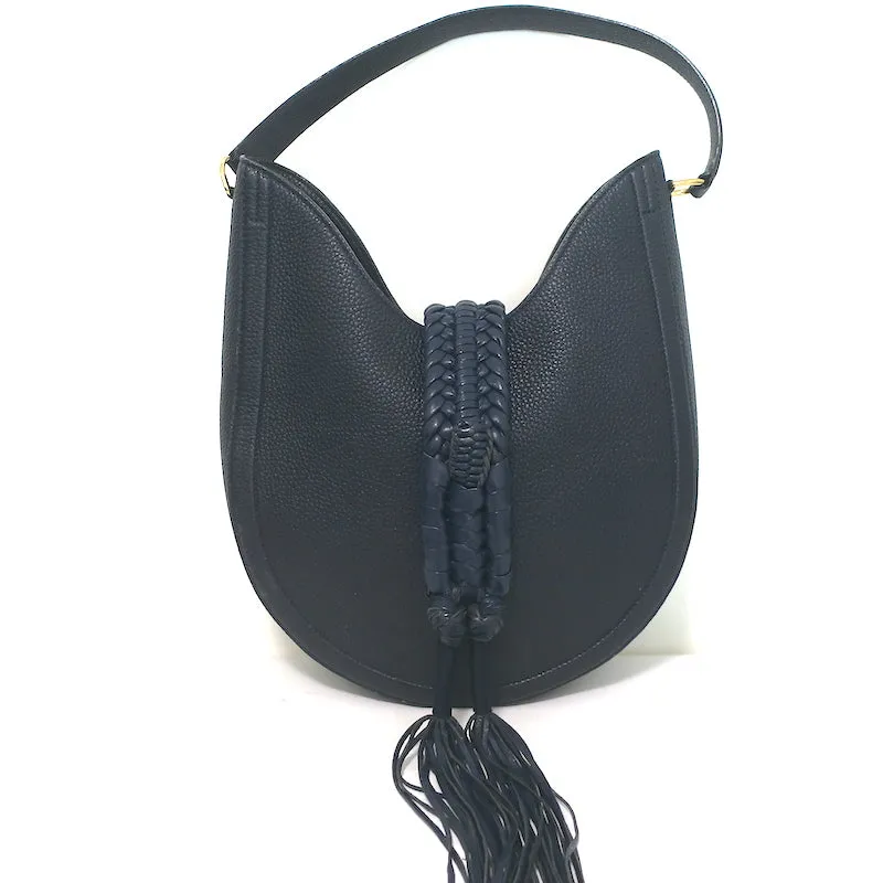 Altuzarra Ghianda Knot Hobo Navy Grained Leather Large Shoulder Bag