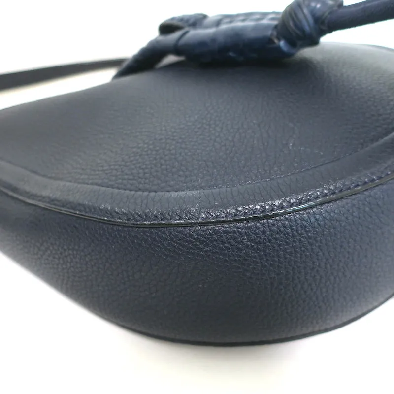 Altuzarra Ghianda Knot Hobo Navy Grained Leather Large Shoulder Bag