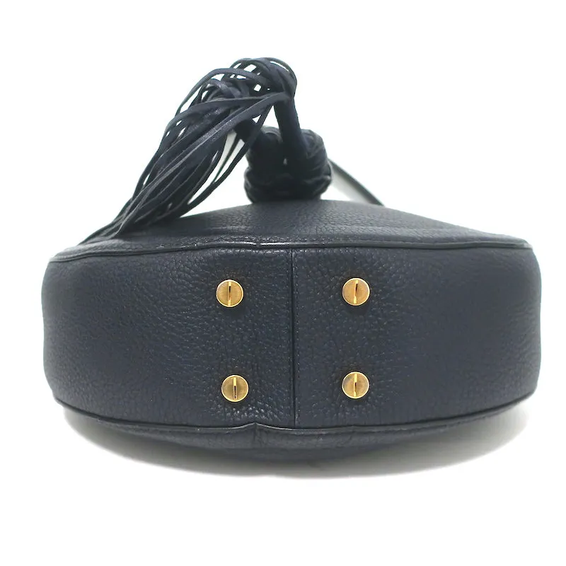 Altuzarra Ghianda Knot Hobo Navy Grained Leather Large Shoulder Bag