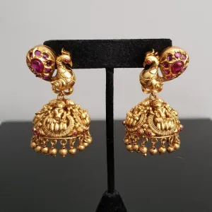 Antique Temple Earring With Matte Gold Plating DT12