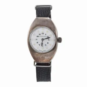 Antiques 1910 Tavannes Porcelain Dial Sterling Silver Watch