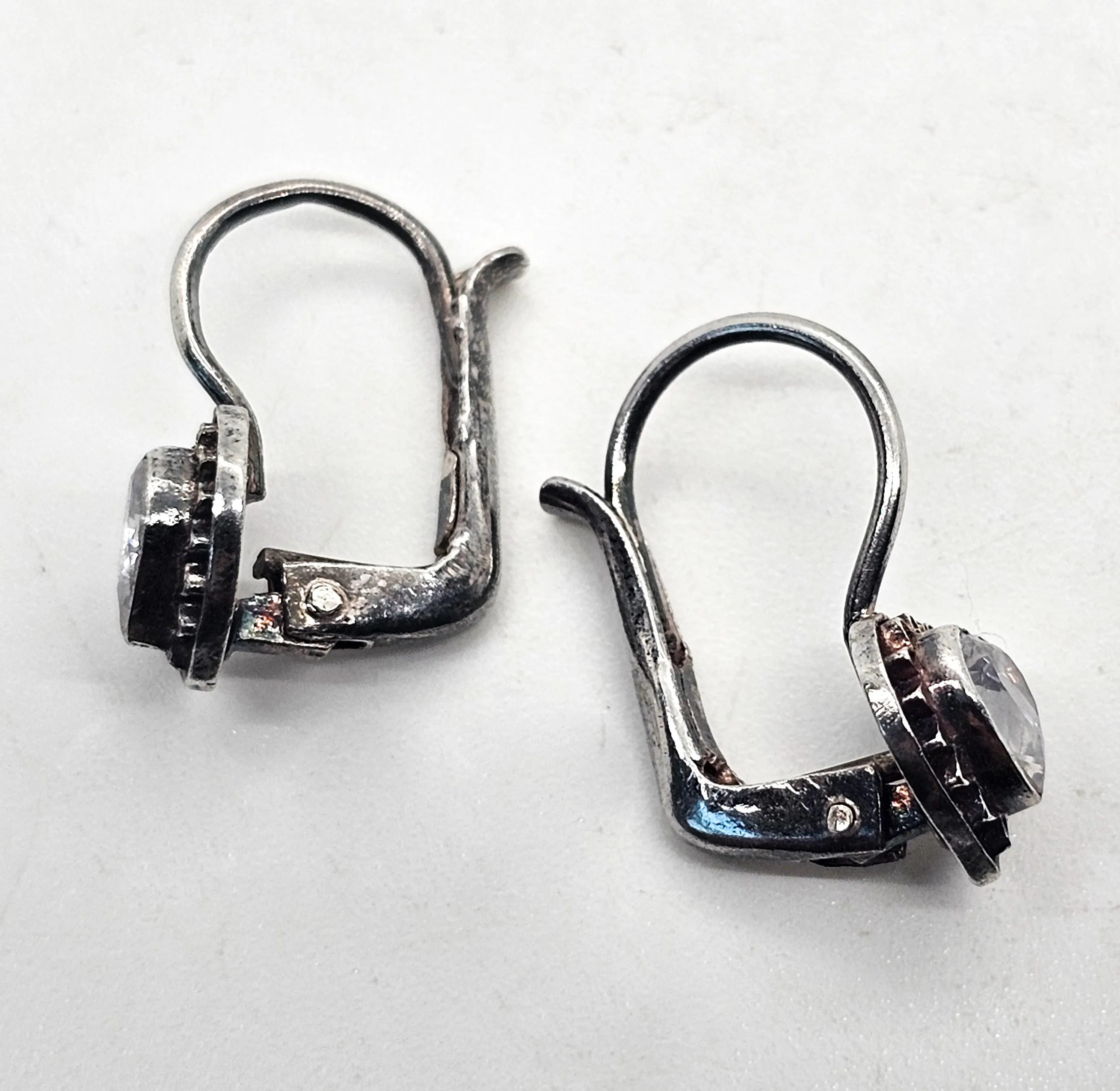 AS Faceted heart filigree vintage sterling silver lever back earrings signed
