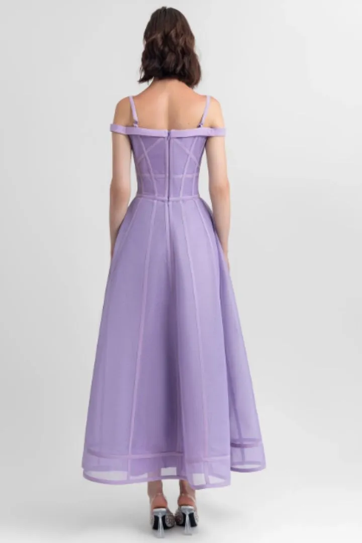 Aura Lilac Midi Dress by Gemy Maalouf - RENTAL