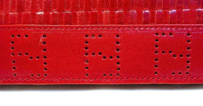 Authentic Fendi XL JUMBO Red Woven Leather Handbag