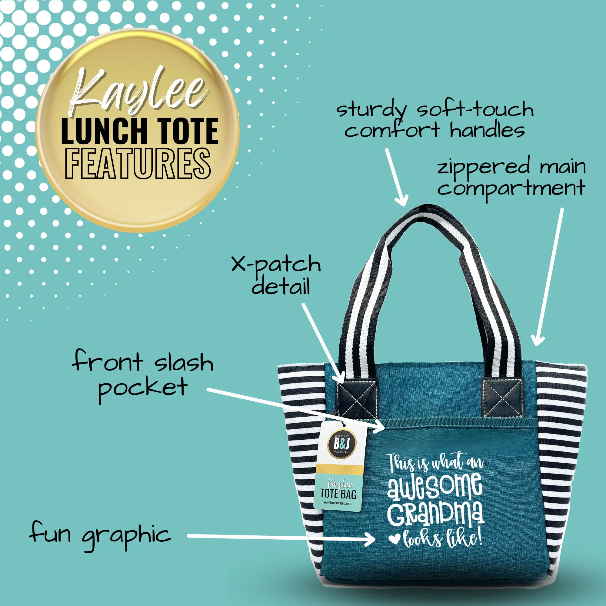 Awesome Grandma Kaylee Teal Tote Bag for Grandmothers