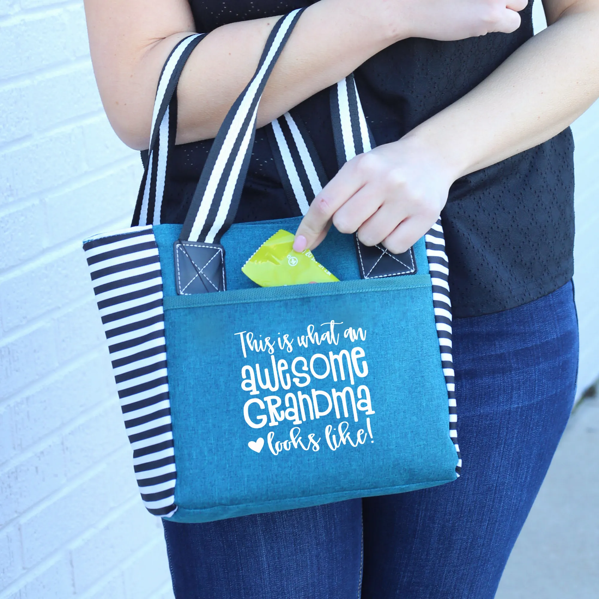 Awesome Grandma Kaylee Teal Tote Bag for Grandmothers