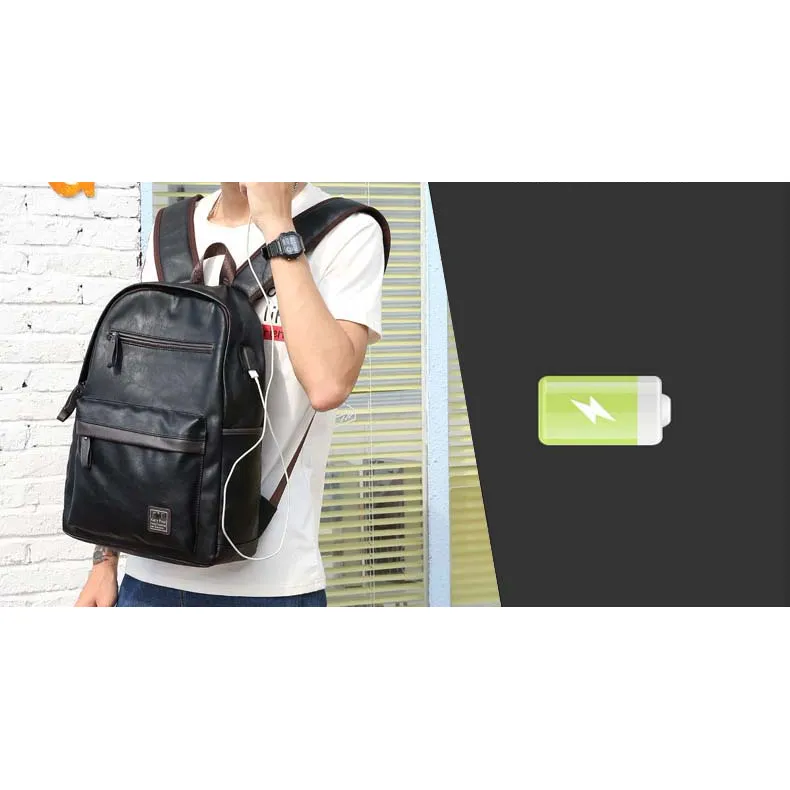 Backpack USB Charging <br> Vegan Leather