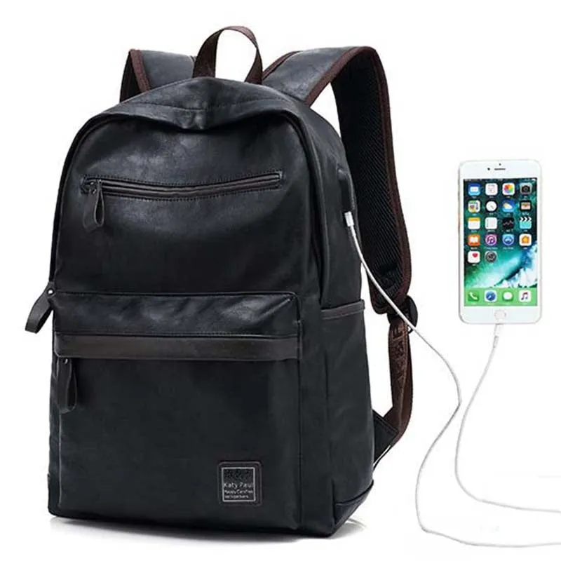 Backpack USB Charging <br> Vegan Leather