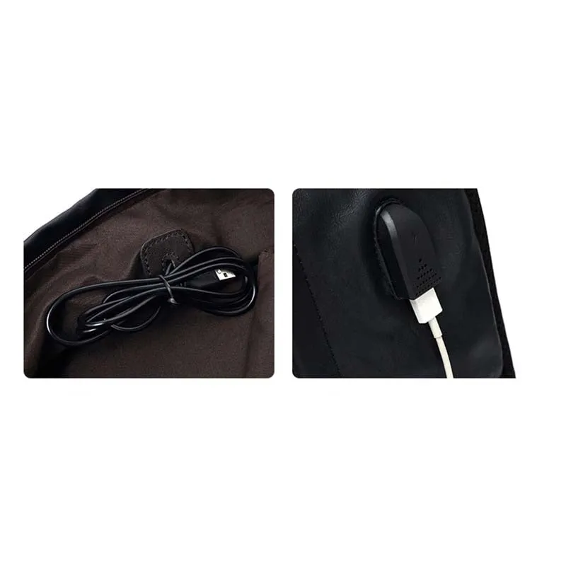 Backpack USB Charging <br> Vegan Leather