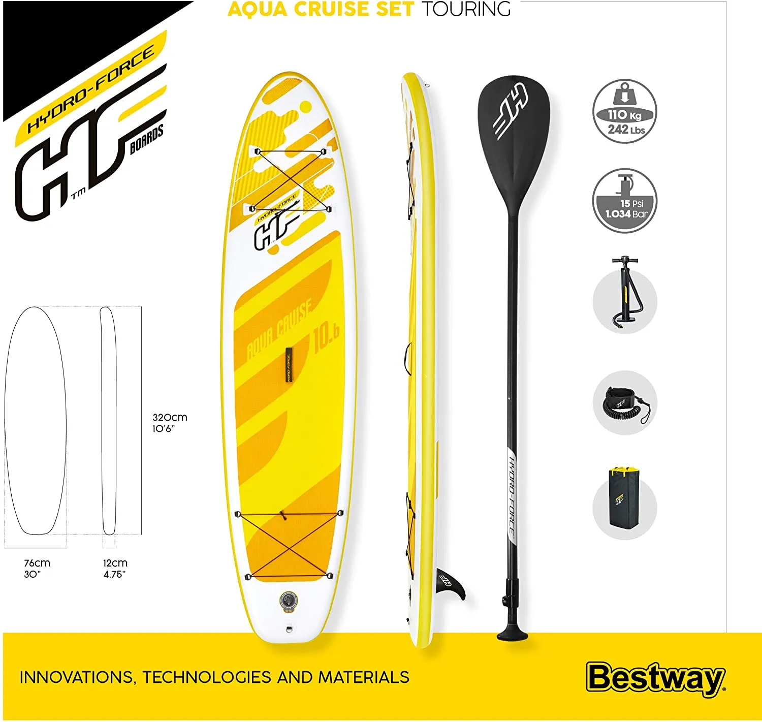 Bestway Hydroforce Aqua Cruise 10 Ft 6 SUP Paddleboard