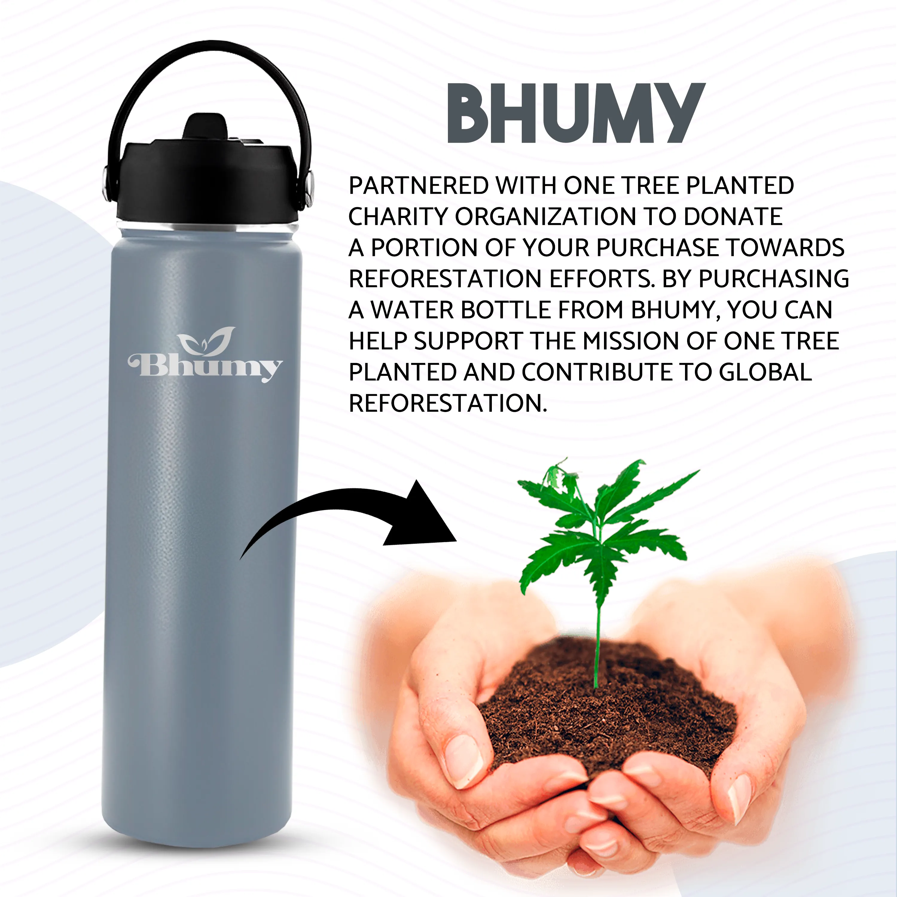 Bhumy Stainless Steel Water Bottles – 22oz Double Wall Stainless Steel Insulated Water Bottle – Water Bottle with Straw and 2 Lids – Leakproof Sports Water Bottle Water for Gym, Office, Travel