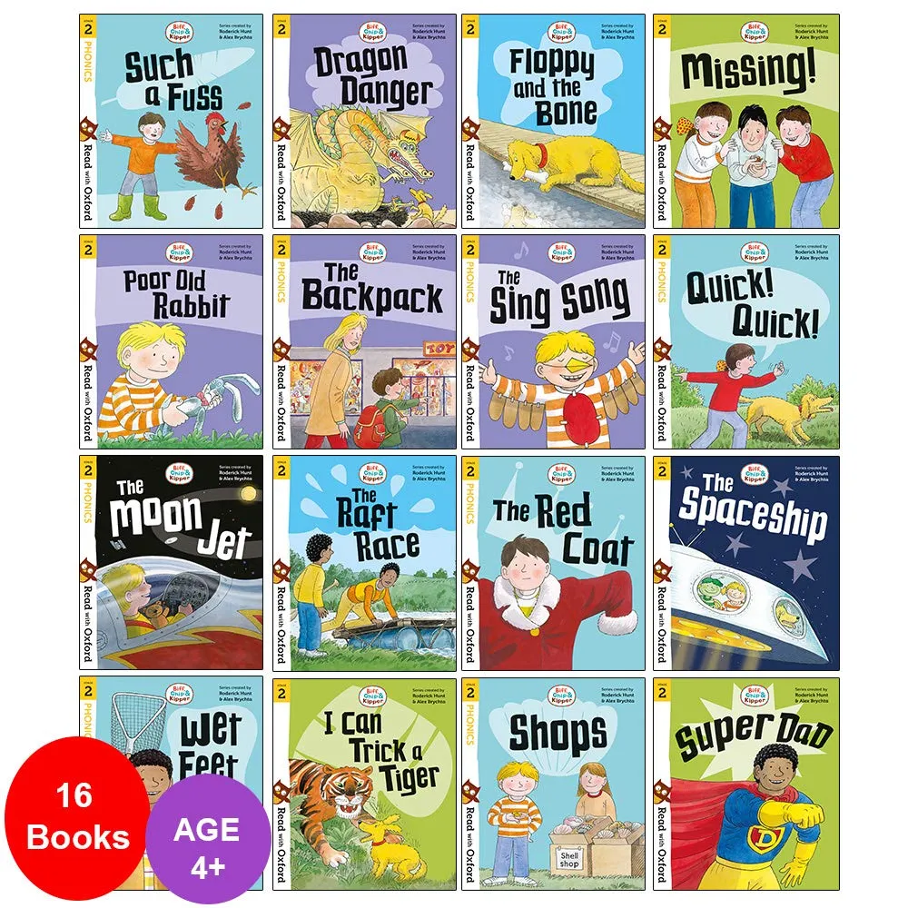 Biff, Chip and Kipper: Read with Oxford Stage 2, 16 Books Collection Set by Roderick Hunt