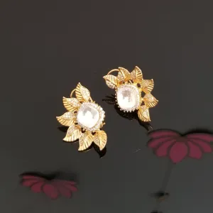 Big Kundan Statement Studs With Gold Finish